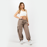 WOMEN-GO BEYOND-PARACHUTE-PANT (TAUPE-GREY)