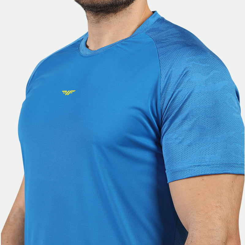 MEN-GO BEYOND HALF-CAMO-T-SHIRT (AZURE-BLUE)