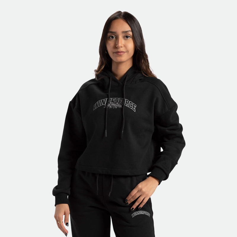 WOMEN-GO BEYOND-CROPPED-HOODIE (CAVIAR-BLACK)