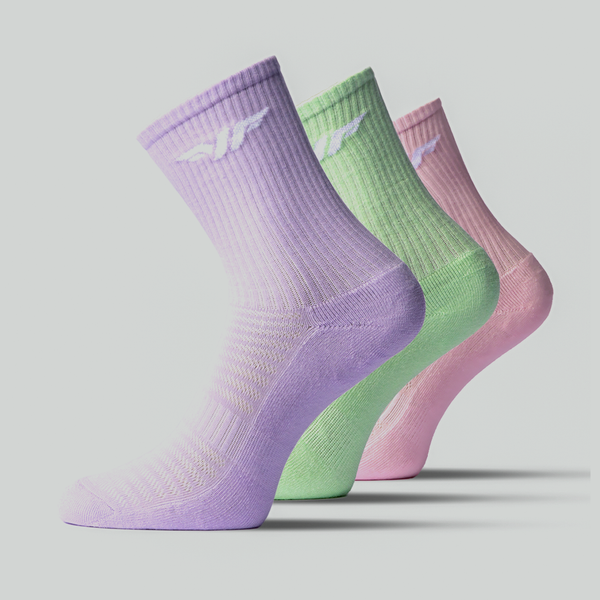 WOMEN SOCKS MOVE-CREW HALF CUSHIONED  (PINK-PURPLE-LIGHT GREEN)