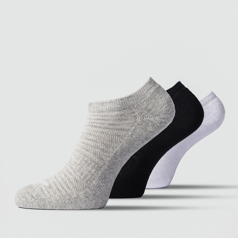 WOMEN SOCKS ESSENTIAL-HALF CUSHIONED ANKLE (WHITE-BLACK-GREY)